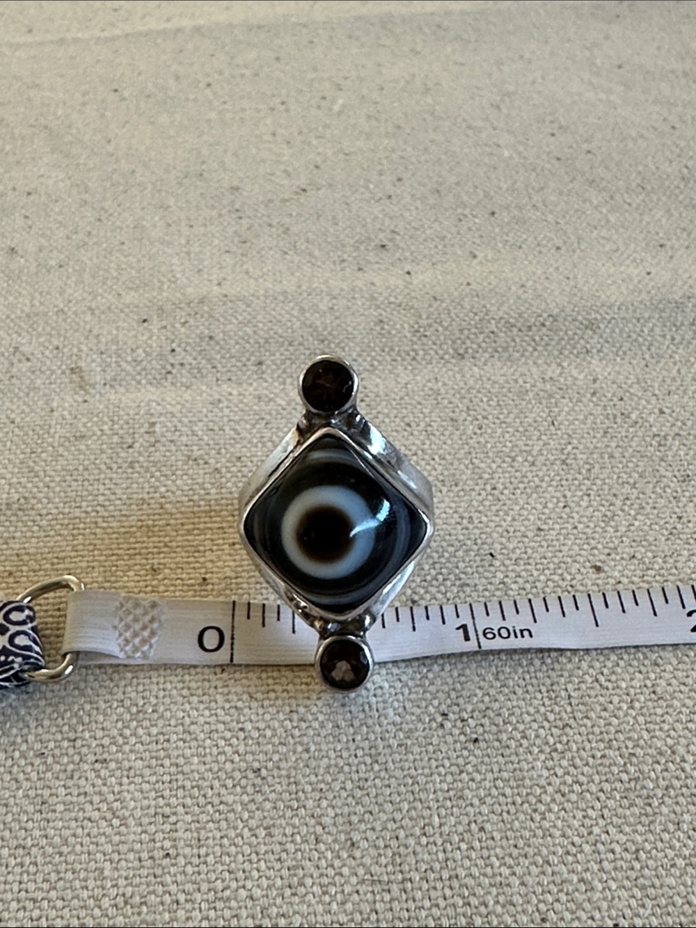 Sterling Silver Agate Eye Statement Ring - Picture 12 of 12